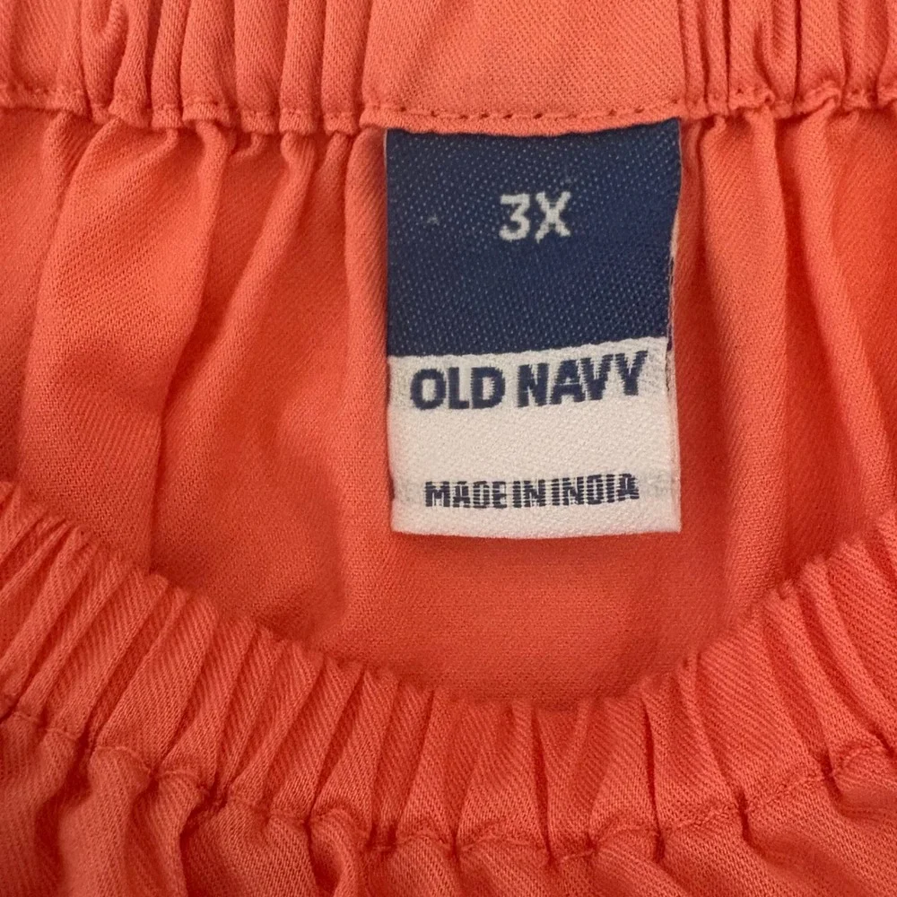 Old Navy Womens Blouse Top 3X Coral Peasant Cut Out Back Puff Sleeve Coquette